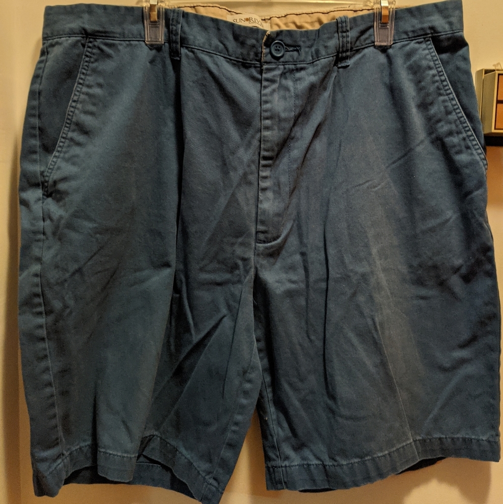 Sun River 40 blue 9 inch chino flat front shorts